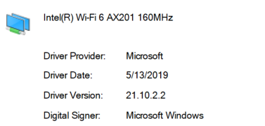 Intel wifi 6 ax201 160mhz запуск этого устройства невозможен код 10